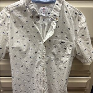 Vineyard Vines Target Men's White Shirt with Blue bonefish